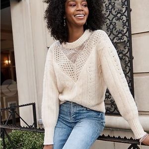 Express Cable Knit Crew Neck Lace Sweater - Size Small - New with Tags